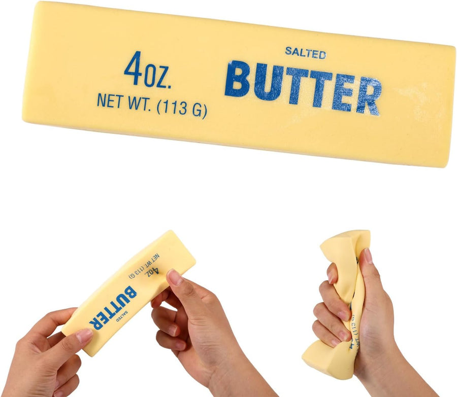 Butter Squeeze Squishy Toy, PU Material Butter Stick Slow Rising Squeeze Food Fidget Toy for Office School (Light Yellow) V7