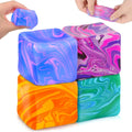 4Pcs Needoh-Nice Squishy Cube, Ice Cube Stress Relief Fidget Toys, Squeeze Doh Cube Squishy Fidget Toys for Kids Adults, Sensory Stress Balls for Autism Anxiety Relief (small)